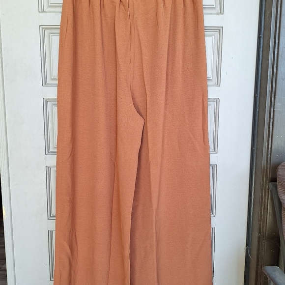Wide Leg Palazzo Pants Elastic Waist SzXL Lite Weight Fall Color Never Worn - Picture 7 of 10